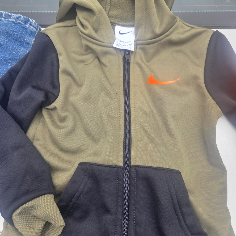 Nike Kids' Olive and Black Zip-Up Hoodie